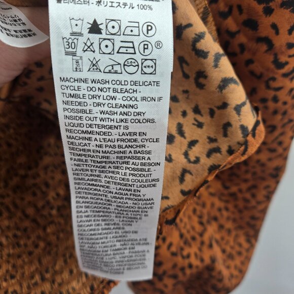 Levi's Brown Animal Print Kaila Ruched Puffed Sleeve Crop Top Medium - Picture 6 of 8